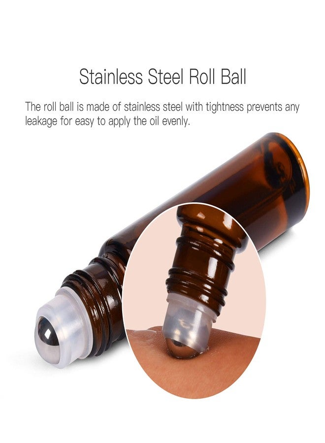 ULG Roll on Bottles 10ml Amber Glass Empty Bottles 8 Piece with Stainless Steel Roller Ball 2 Extra Balls 8 Piece Waterproof Labels 1 Opener and 3ml Dropper for Essential Oils - Image 5